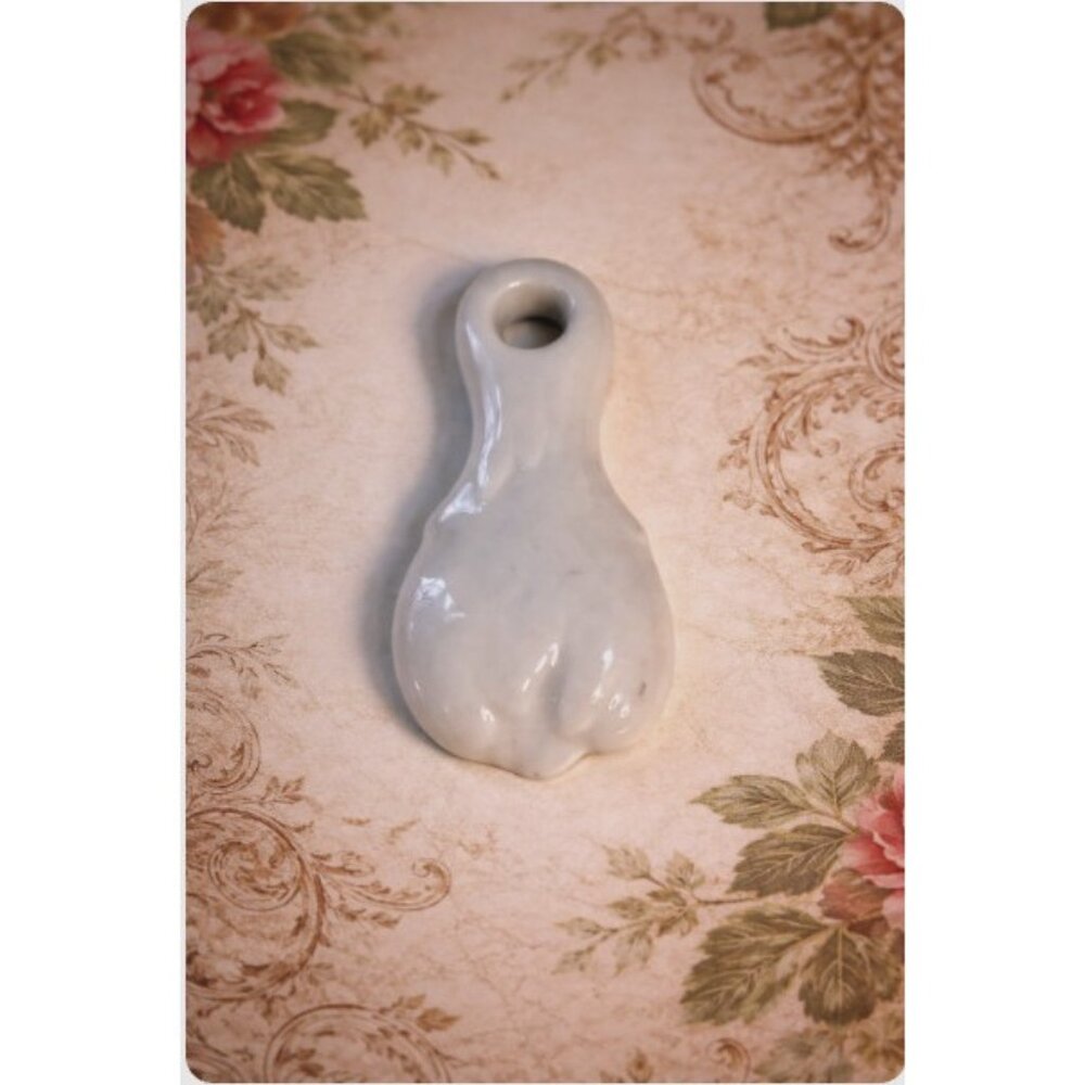 Antique Porcelain Skeleton Keyhole Cover Escutcheon White Victorian 2.75”